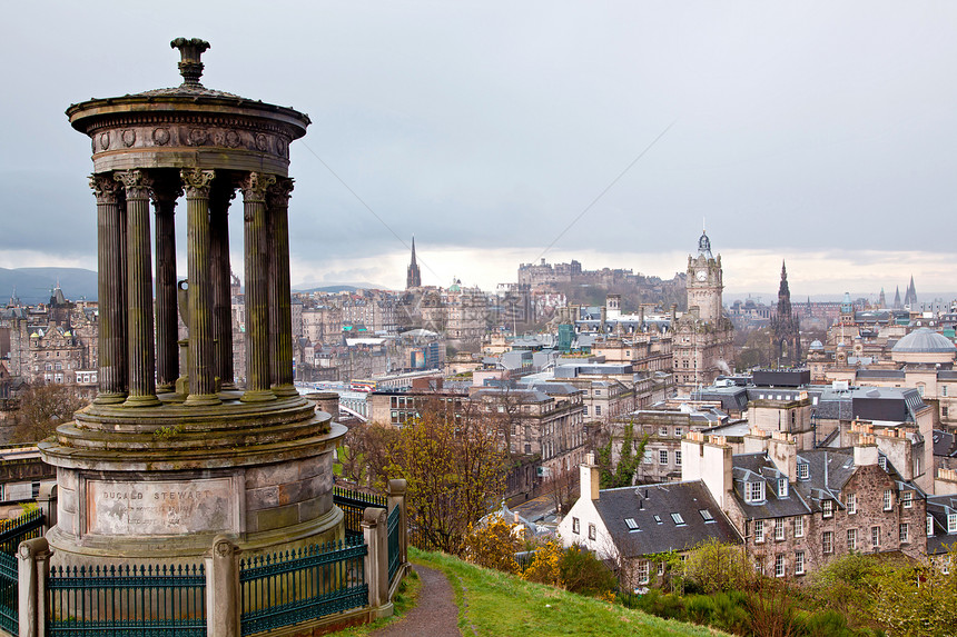 爱丁堡苏格兰首都光灯街道地标结构建筑学日落纪念碑目的地景观图片