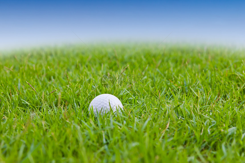 草地上高尔夫球俱乐部圆圈曲线物品运动空白爱好蓝色圆形竞赛图片