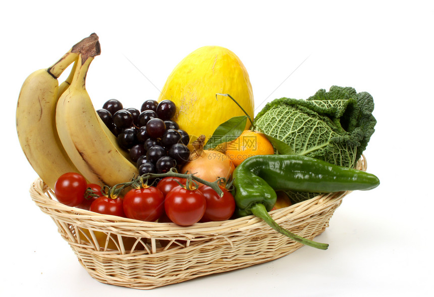 水果和篮子蔬菜寒冷钻孔烹饪洋葱健康球芽浆果辣椒金梨香蕉图片