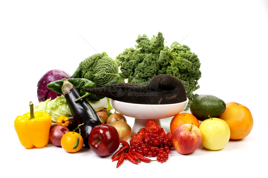 水果和蔬菜食物钻孔洋葱浆果肋骨橙子白菜烹饪茄子健康图片