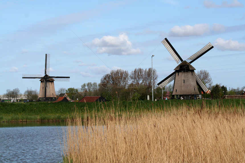 荷兰风车历史性地标活力建筑学历史图片