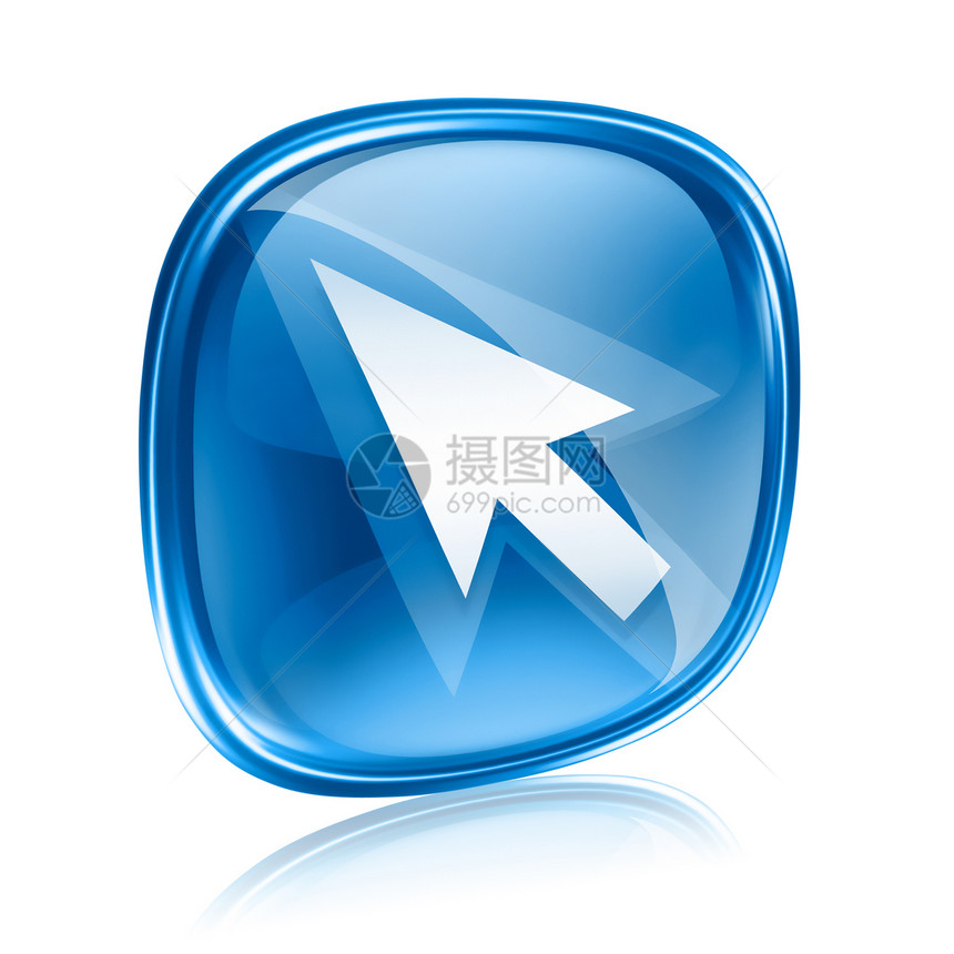 箭头图标蓝色玻璃 在白色背景上隔离光标网址电子商务身份电脑网站插图互联网技术老鼠图片