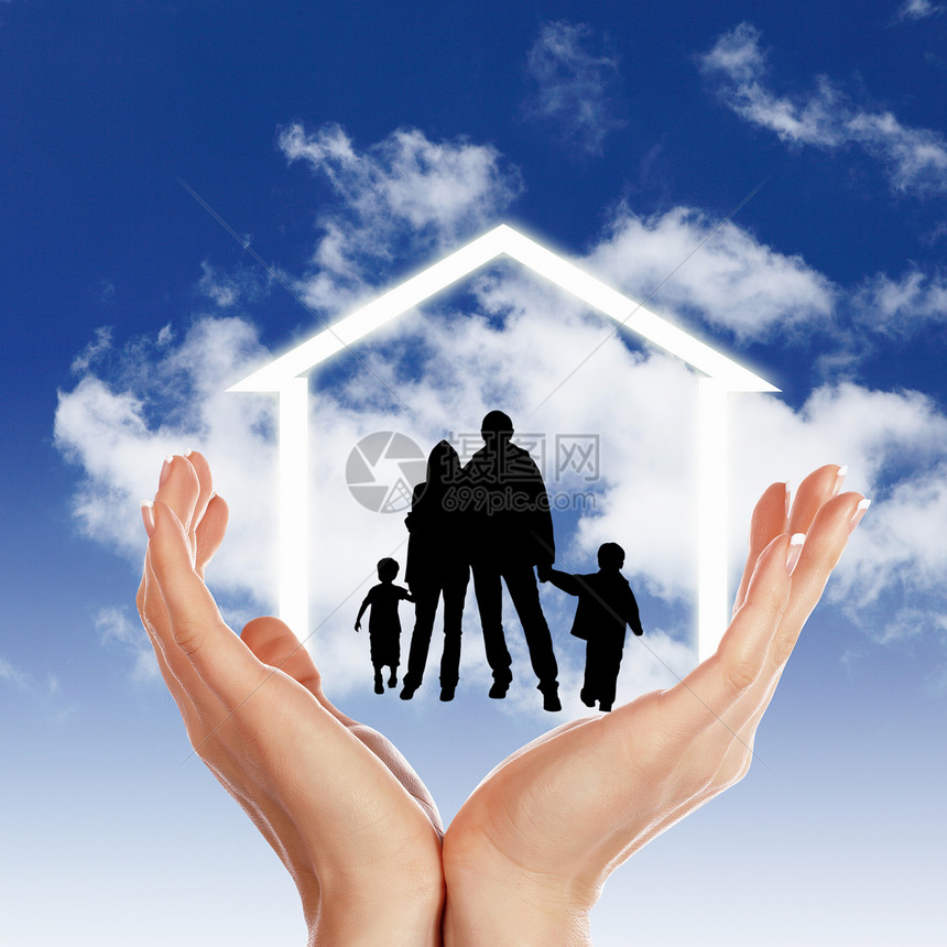家庭和住房女士父母棕榈销售手势住宅父亲天空手指贷款图片
