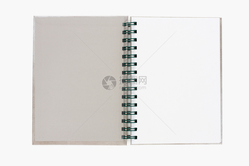 空白背景 纸张螺旋办公室床单笔记本记事本文档精装商业软垫绿色笔记图片