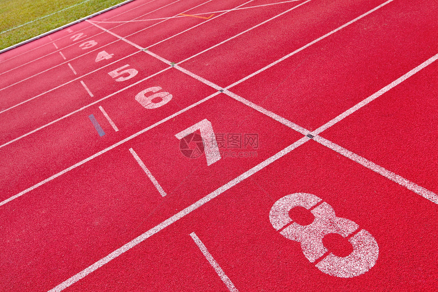 赛道行道车道白色橡皮赛跑者竞争运动锦标赛体育场曲线精加工图片