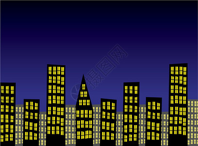 夜间矢量抽象城市背景图片