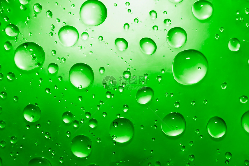 滴落气泡洞察力团体玻璃雨滴宏观反射框架绘画绿色图片
