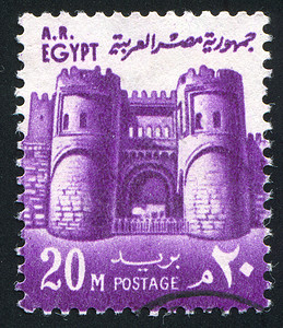 埃及塔Fetouh门信封明信片古董建筑吸引力房子建筑学据点邮件王国背景