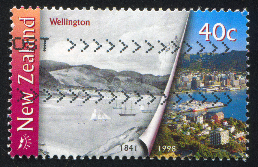 惠灵顿风景邮资城市邮票海岸邮戳历史性爬坡海洋信封图片