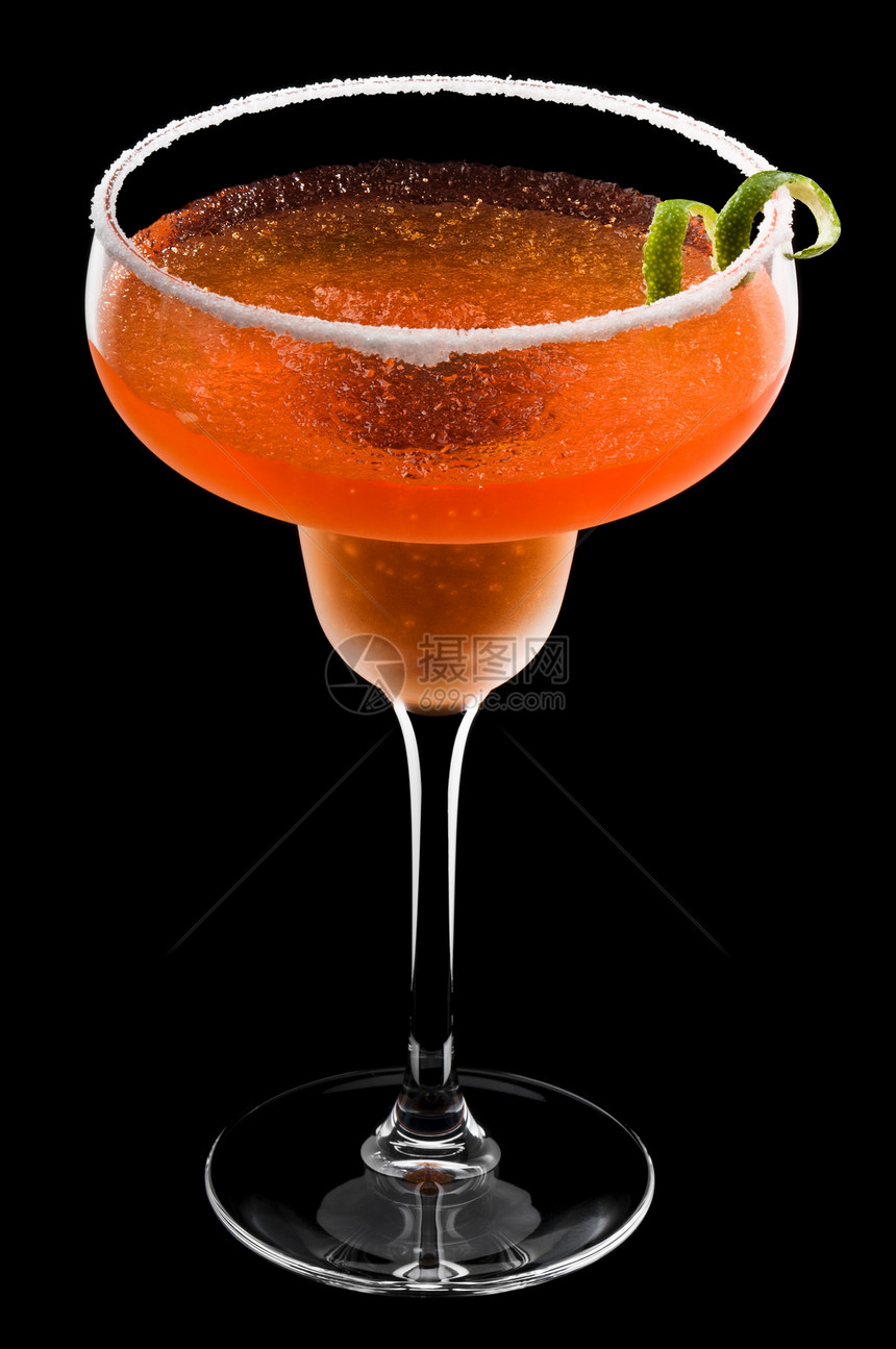 橙桃玛格丽塔果汁边缘立方体橙子反射酒精食物水果图片