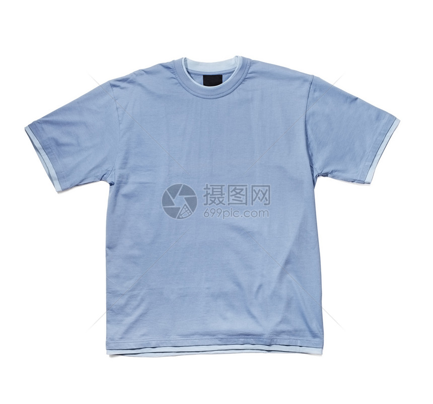 Tee 铁铃声球座衬衫蓝色服装空白衣服棉布图片