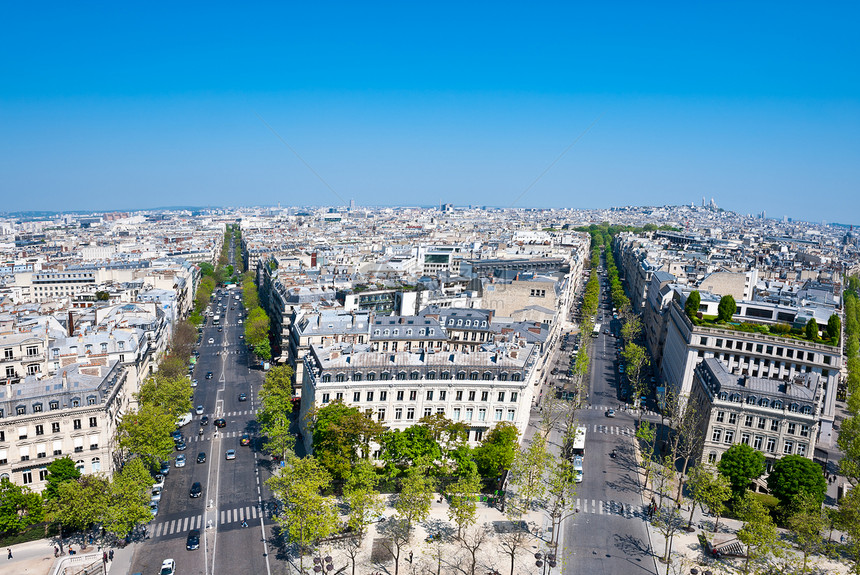 巴黎大道窗户天空地标公园大街建筑物天线首都汽车蓝色图片