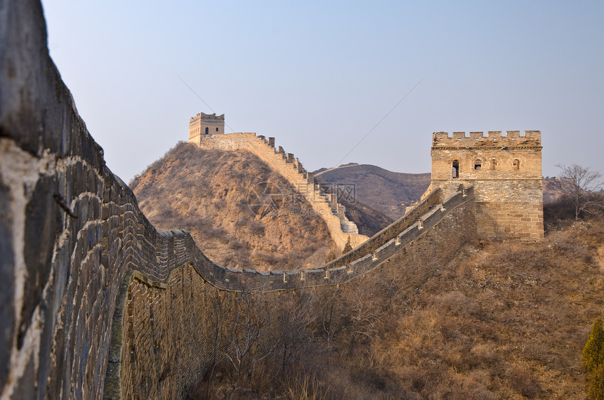 中国长城天空历史性石头防御观光晴天地标旅行建筑学旅游图片