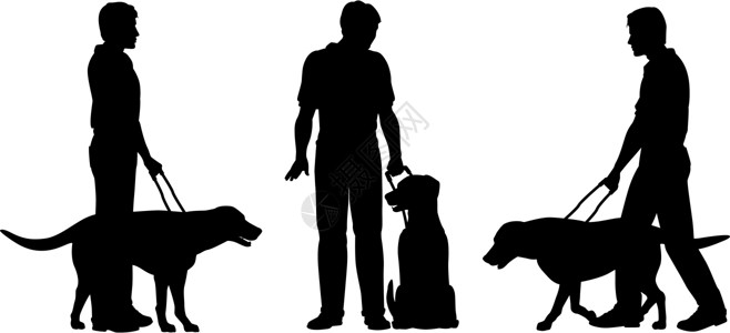 避障向导狗犬宠物动物人士男人黑色伴侣残障视障成人插图设计图片