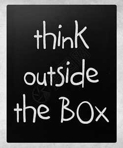 框外思考  概念黑板头脑创造力盒子白色粉笔风暴心态背景图片