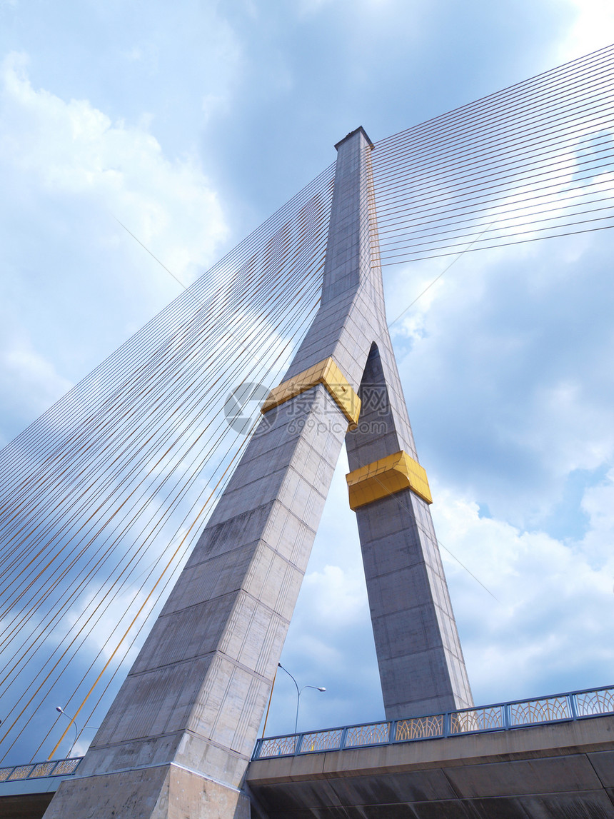 泰籍Bangkok泰国8号大桥Rama 8号路线港口吊带建筑电缆景观邮政地标摩天大楼过山车图片
