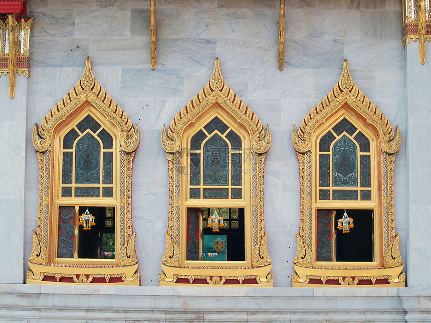 寺庙泰国传统风格的窗户图片