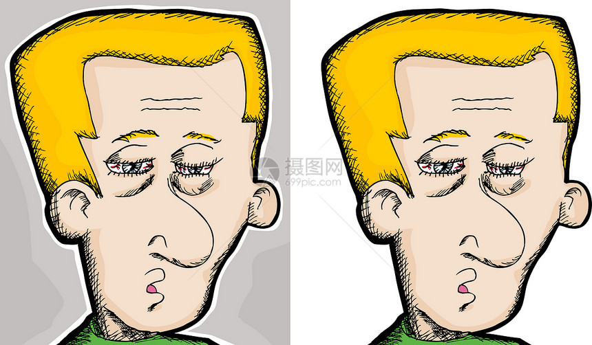 累人手绘眼睛剪贴发烧卡通片舌头鼻子男人疼痛疾病图片