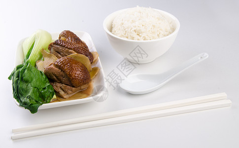 鸭子和大米 美味的阿西亚菜荒野胡椒奢华用餐家禽胸部青菜课程水果盘子中国高清图片素材