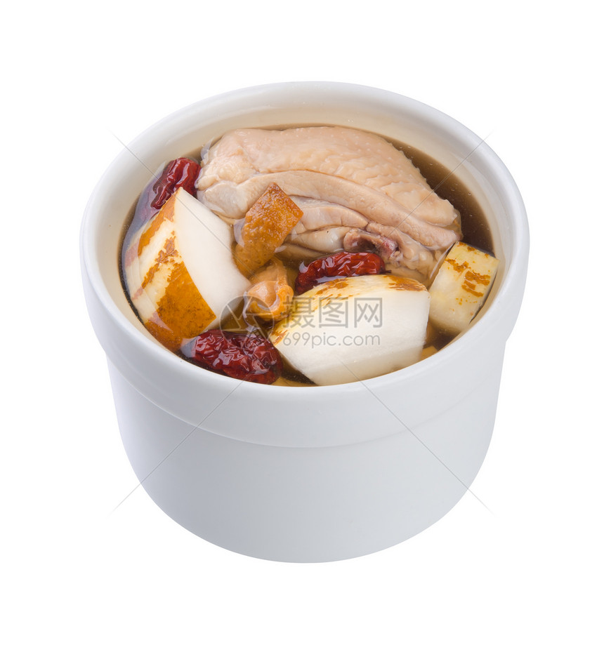 鸡肉汤和香草汤 在锅 中国食品风格萝卜草本植物土豆午餐格子猪肉胡椒用餐传统烹饪图片