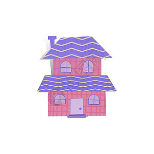 用白色背景的回收纸制成的卡通室内阴影构造房子工艺业主艺术红色住宅窗户城市背景图片
