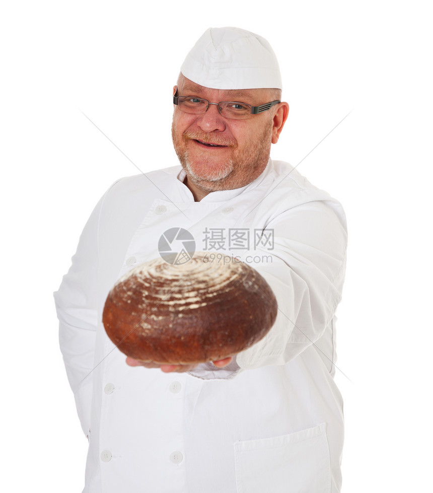 贝克面包面包后裔男人白色职业食物面包师食品生产魅力成年人图片