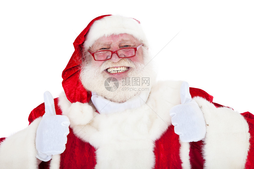圣诞老人外观戏服白色老年手势传统男人赞扬时候图片