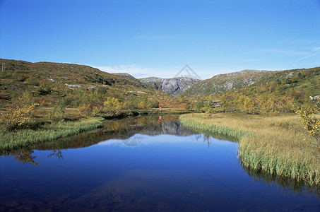 跨湖视图水平风景爬坡旅行银行反射河岸乡村农村方式背景