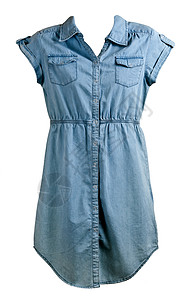 蓝色牛仔衣服装魅力衣领按钮女性裙子牛仔裤时尚棉布衣服背景图片