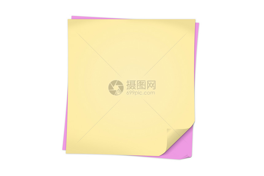 白黄色和粉色粘贴笔记便利贴空白角落床单文档帆布记事本纹理翻页曲线图片