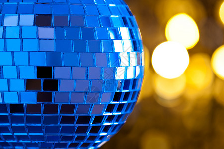 Disco镜球体镜子娱乐派对反射蓝色乐趣夜店金子夜生活俱乐部背景图片