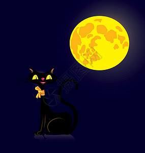 黑猫和月亮背景图片
