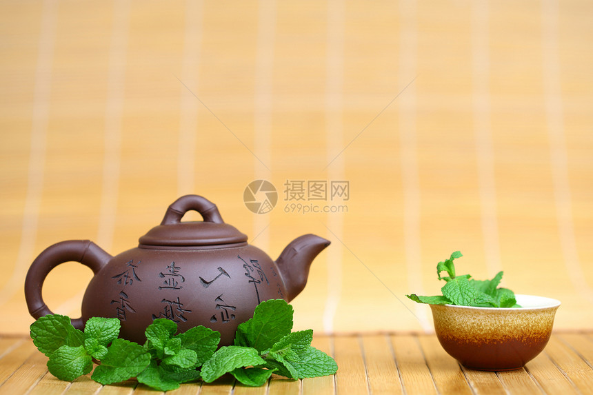 薄荷茶草本植物小吃竹子茶点文化早餐工作室食物英语液体图片
