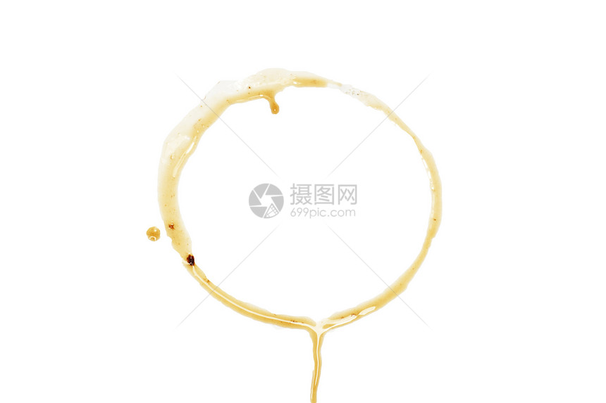 白色背景上咖啡杯标记的密闭咖啡杯子棕色曲线圆圈液体图片