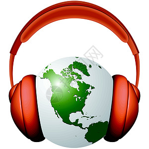 红色耳机耳机和土电话图标符号体积立体声插图音乐歌曲白色网络设计图片