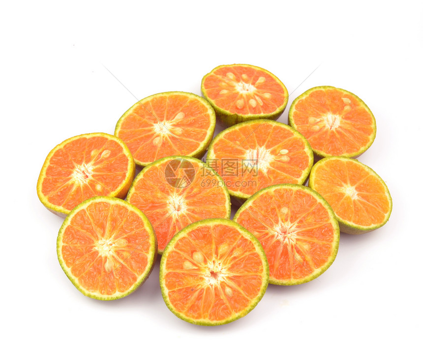 橙色隔离切片果汁食物甜点肉质饮食水果橙子圆圈绿色营养图片