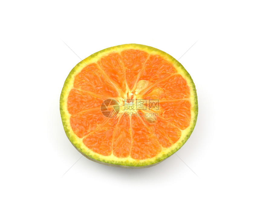 橙色隔离切片肉质绿色食物甜点圆圈饮食营养果汁橙子水果图片
