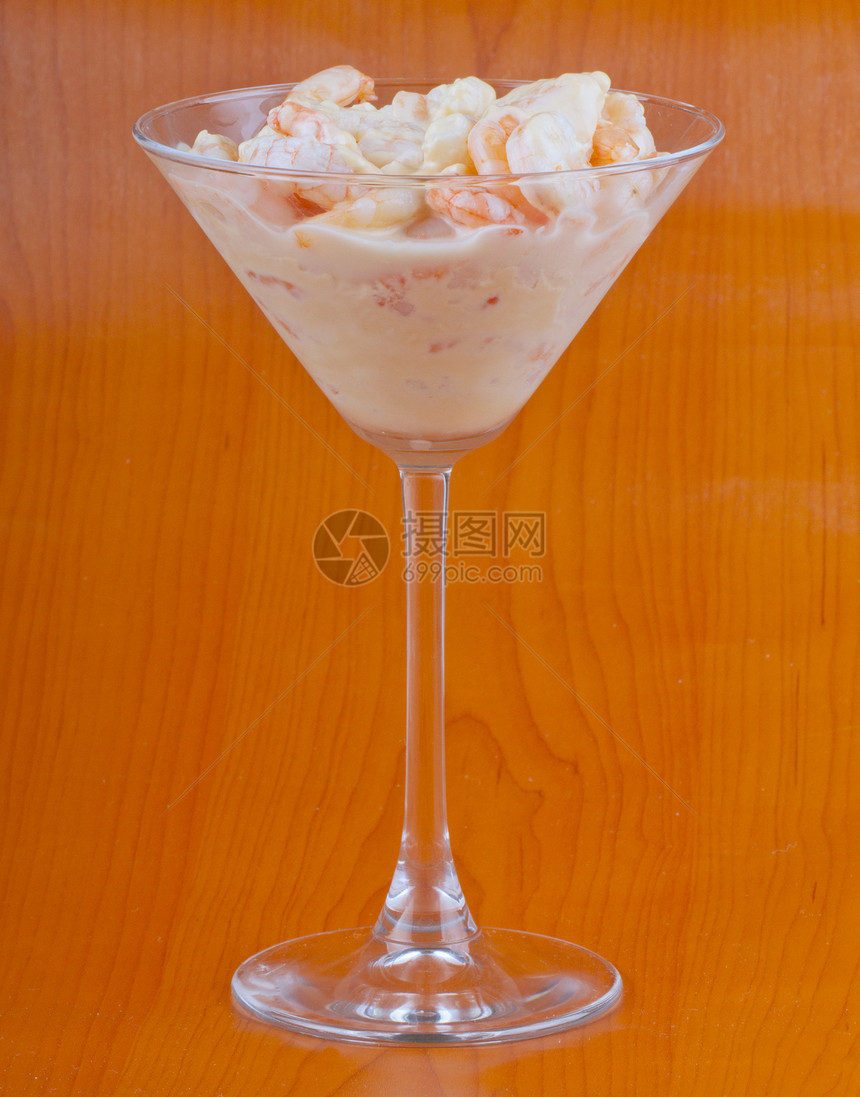虾鸡尾酒贝类国王沙拉盘子玻璃营养食物小吃美食甲壳图片