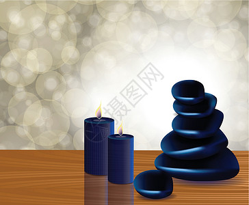 石头烛台带蜡烛 布基背景的冰雪石设计图片