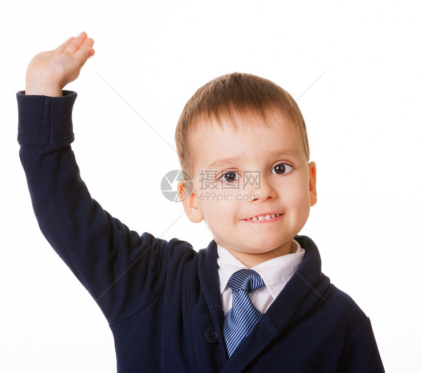 小小男孩举手求答图片