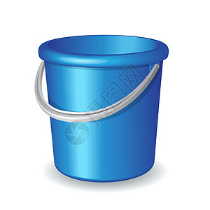 白背景孤立的蓝塑料桶(蓝塑料桶)高清图片