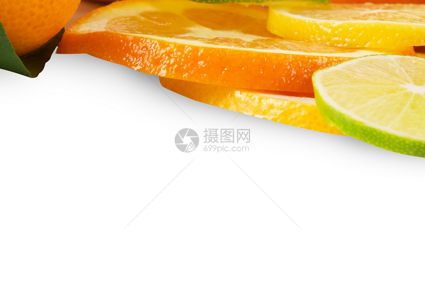 柑橘切片水果收成橙子叶子摄影季节甜点食物生产生活柠檬图片