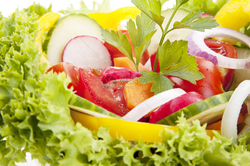 与不同蔬菜隔离的鲜新鲜美味混合沙拉烹饪农业食物辣椒饮食收藏用品叶子园艺维生素图片