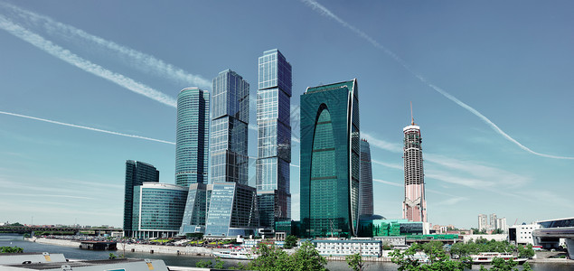 莫斯科现代摩天大楼背景图片