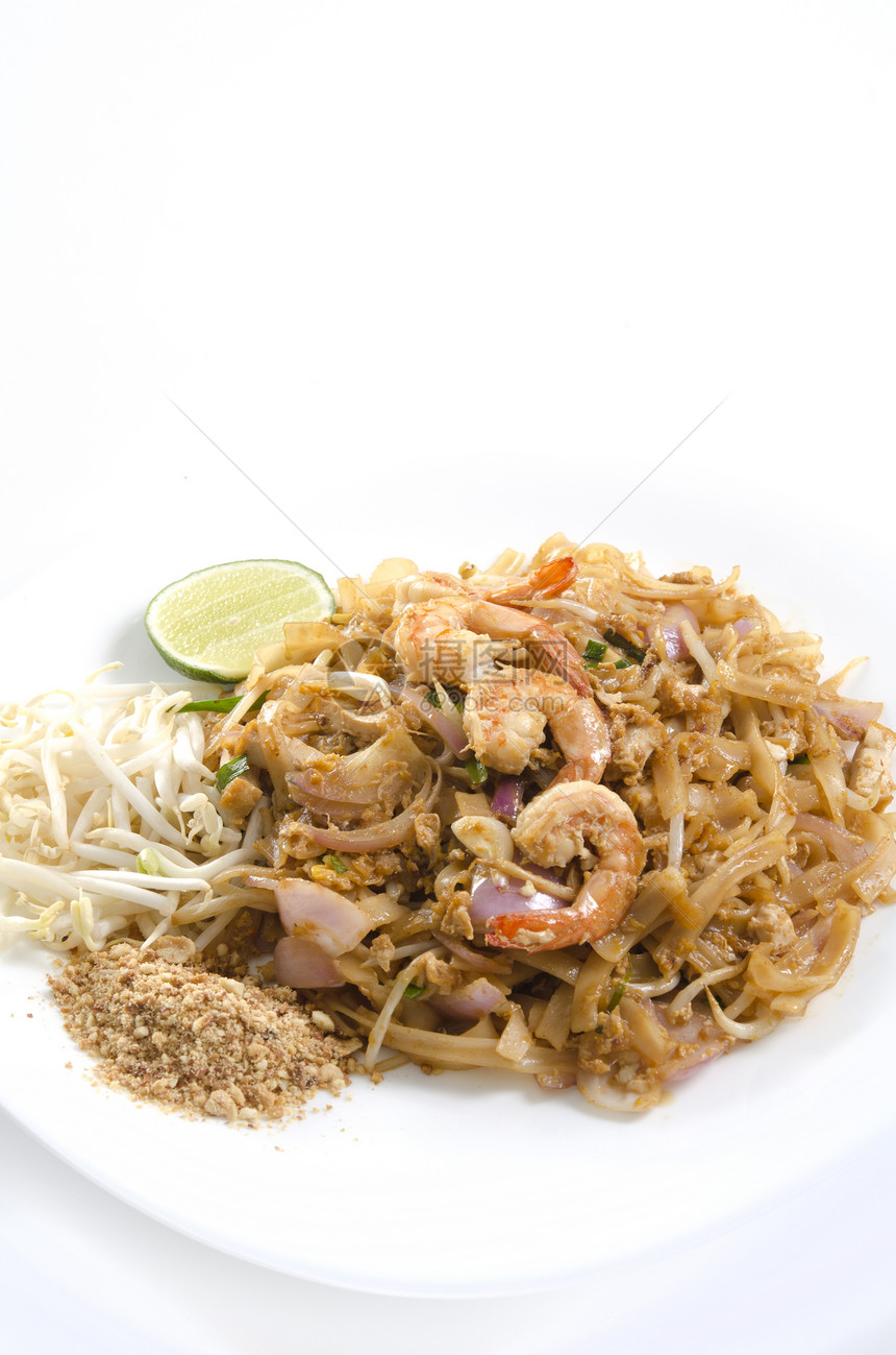 泰语和虾坚果火鸡面条美味花生腰果食物韭葱蔬菜脂肪图片
