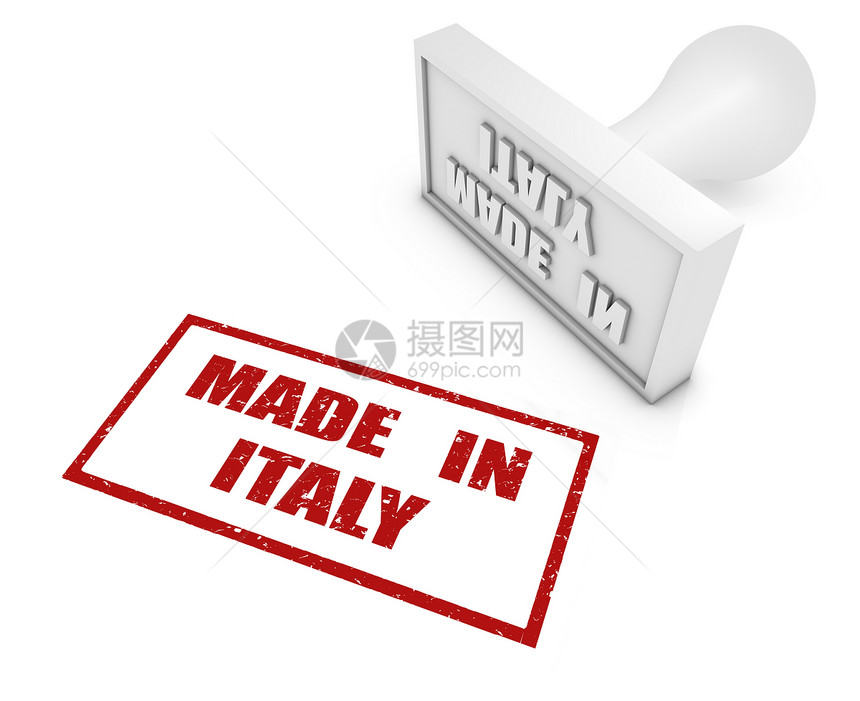 意大利制造形状图章文字一个字橡皮出口白色3d生产红色图片