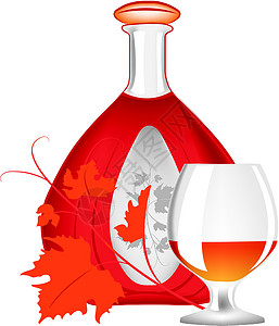科涅克白兰地白兰地葡萄园水果插图用餐酒精艺术徽章玻璃庆典食物插画
