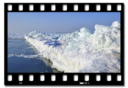 冰雪景观海滩寒冷蓝色气候海景冰山山脉冻结海洋码头天空高清图片素材