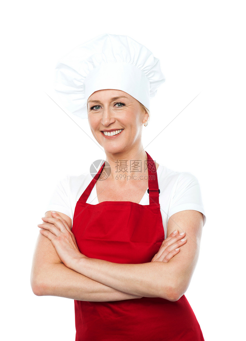 中年女厨师 装着跨臂图片