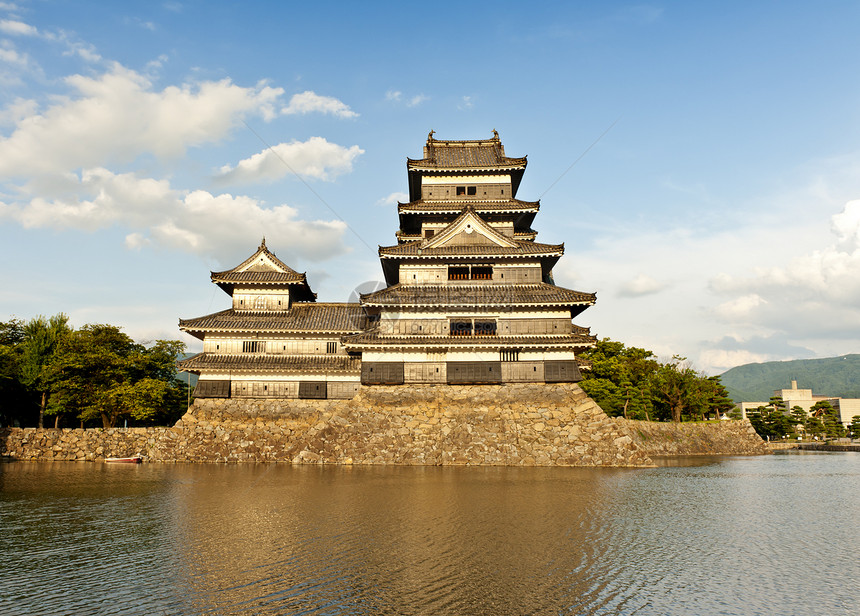 松本城堡吸引力历史旅游护城河城市蓝色世界天空乌鸦武士图片